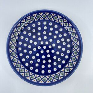 vintage boleslawiec polish pottery dessert plate lattice pattern handcrafted